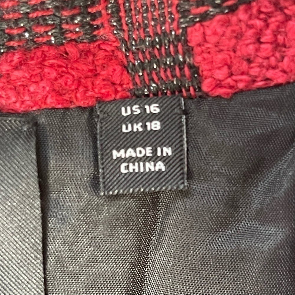 Carlisle Red Black Tweed Plaid Blazer Jacket Career Women's Size 16 - Picture 5 of 16